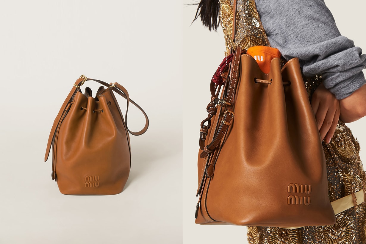 Miu Miu Pocket Nappa Leather Bag Canvas bucket bag 2024 SS 