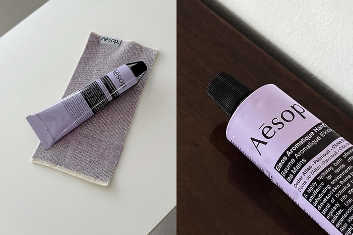 柔美淡紫色包裝：Aesop 睽違多年推出的護手霜「厄勒俄斯」還可以搭配香水使用！