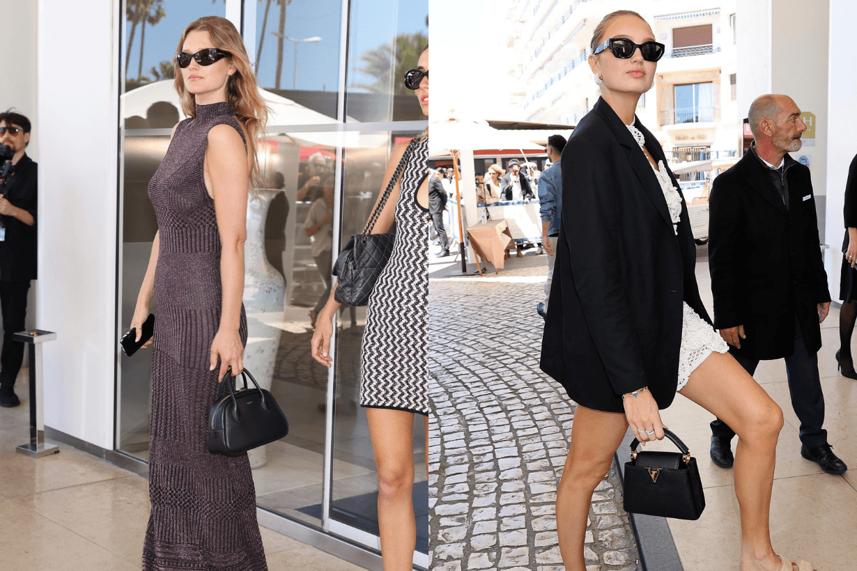 cannesfashion2024-celebritystyle-pradacleobag-puccipuccinellabag-hermeskelly-khaiteaimeeclutch-balenciagarodeobag-diorbooktote-coachboroughbag-louisvuittoncapucines-chanelflapbag-fendipeekaboo-elegant