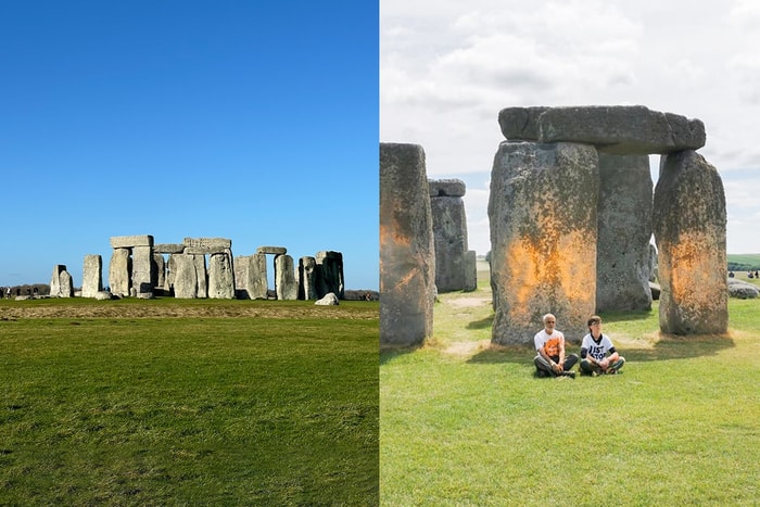 只花數秒鐘,巨石陣被染成橘色:環保團體的戲劇化抗議引起了討論...