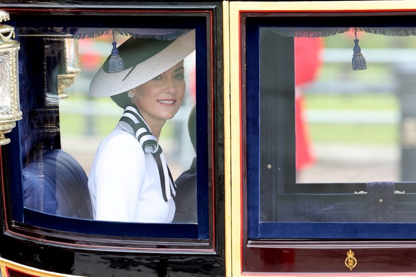 Kate Middleton back princess of wales white dress look trooping the colour
