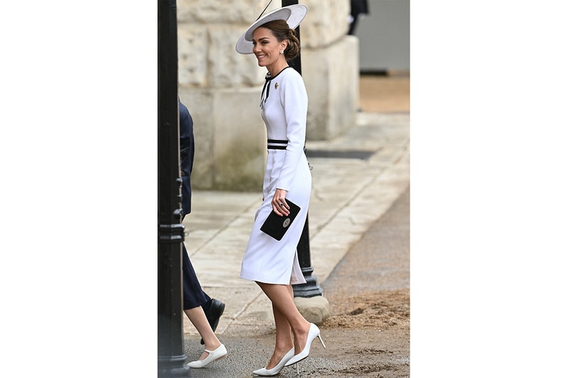 Kate Middleton back princess of wales white dress look trooping the colour
