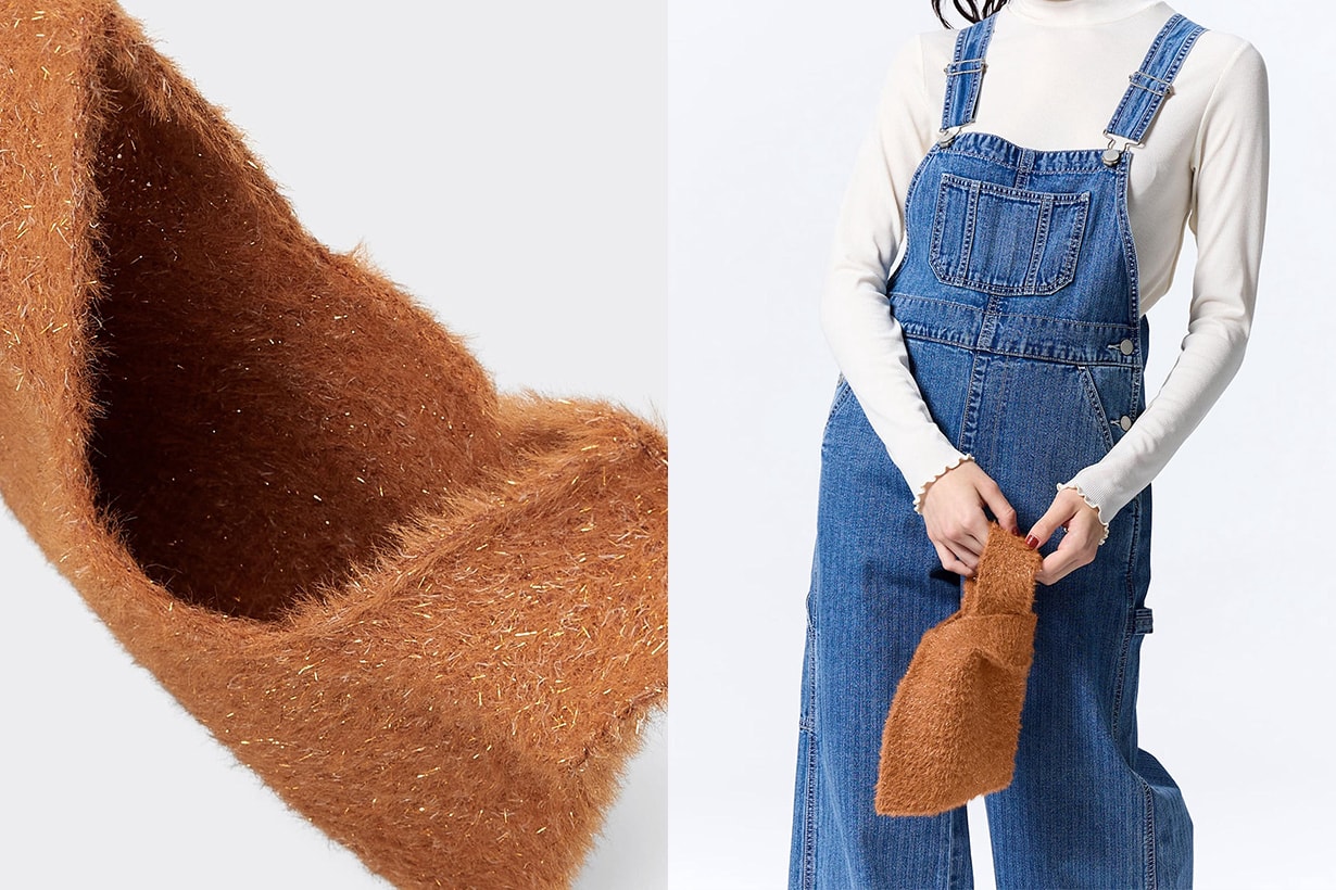 GU Japan knit mini bag Velvet frilled handle bag