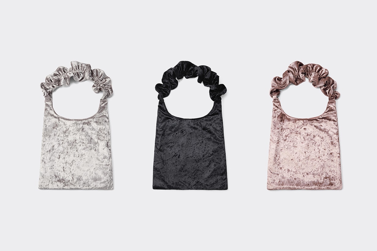 GU Japan knit mini bag Velvet frilled handle bag