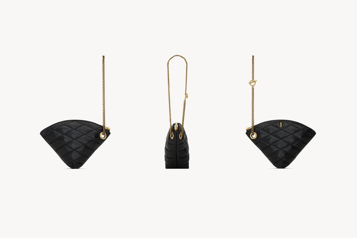 Saint Laurent Sade Triangle Coin Purse Tan Lines 2024 summer Handbags