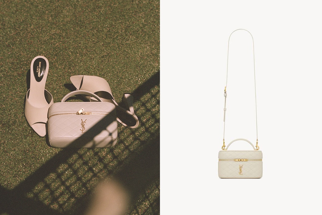 Saint Laurent Sade Triangle Coin Purse Tan Lines 2024 summer Handbags