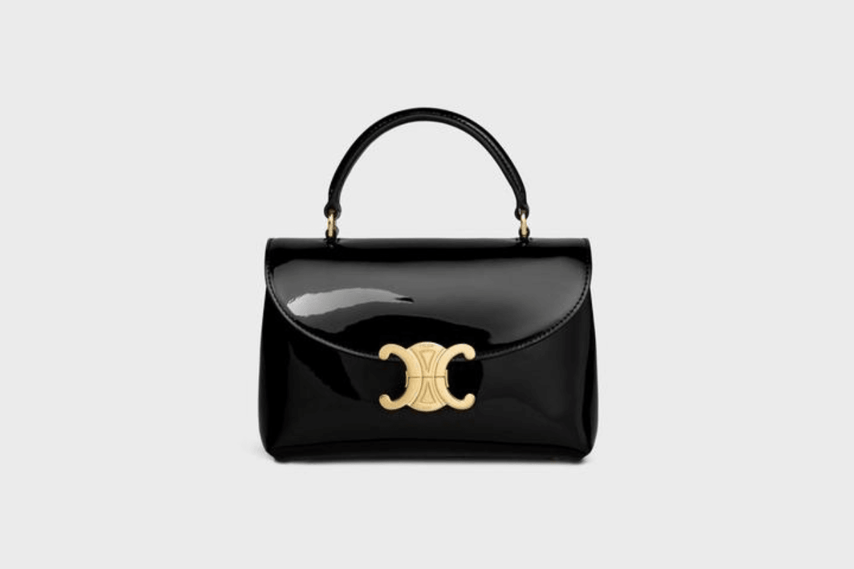 Celine Teen Nino fw24 Triomphe Retro handBag High Gloss Patent Leather