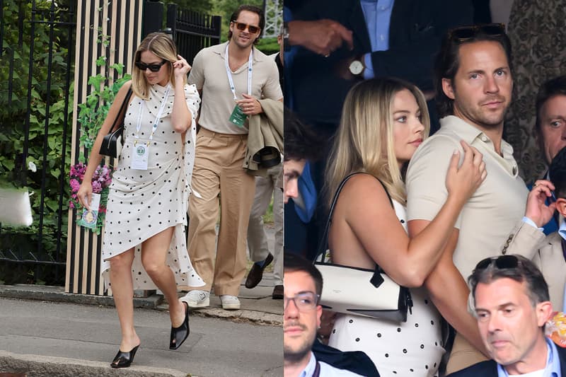Margot Robbie 懷孕更美了!優雅 Alaïa 圓點洋裝觀賞溫布頓,與老公互動甜蜜 100%!