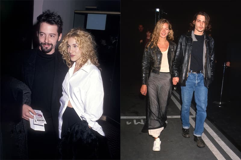 90s 2000s hollywood couple outfit street snap brad jennifer kate johnny Elizabeth hugh uma ethan sarah matthew valentine's day