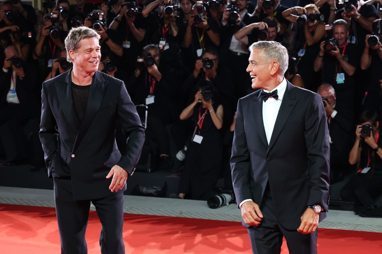 Brad Pitt George Clooney Wolfs red carpet Venice International Film Festival