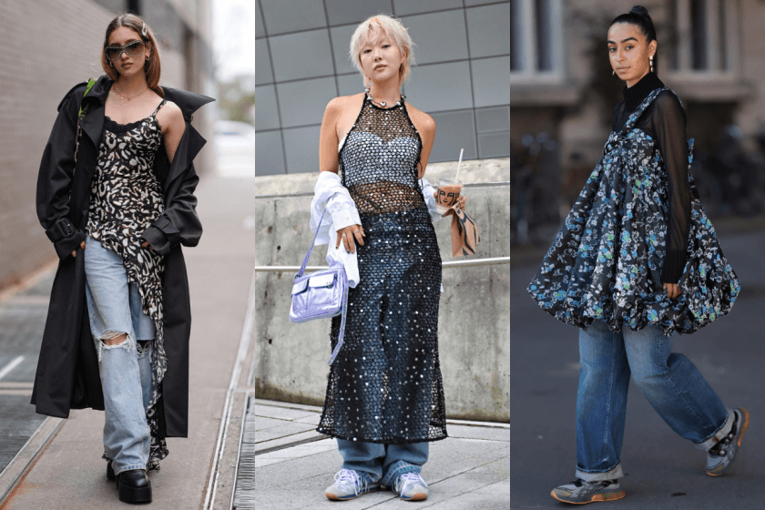 「dress over pants」依舊大熱,春夏裙裝先別急著收,這幾種層次搭配都值得嘗試!