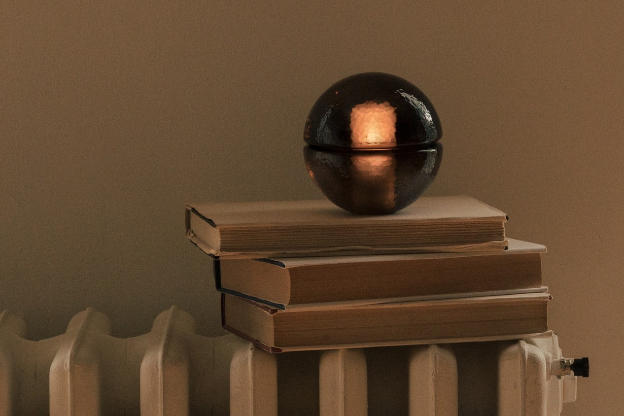 Aesop x Bocci collaboration 14p lights amber glass
