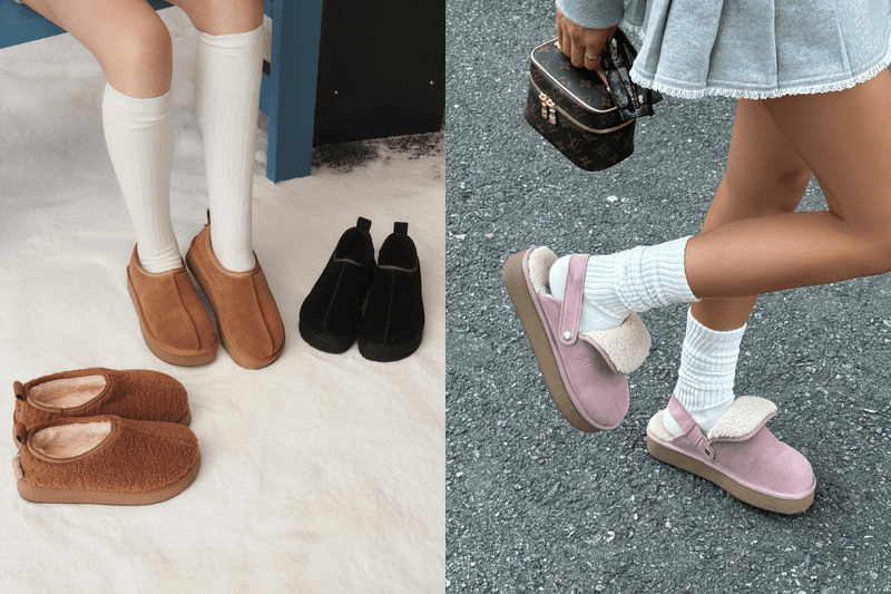 OTZ Balloony Platform Banding Slide Winter Fluff slippers Style