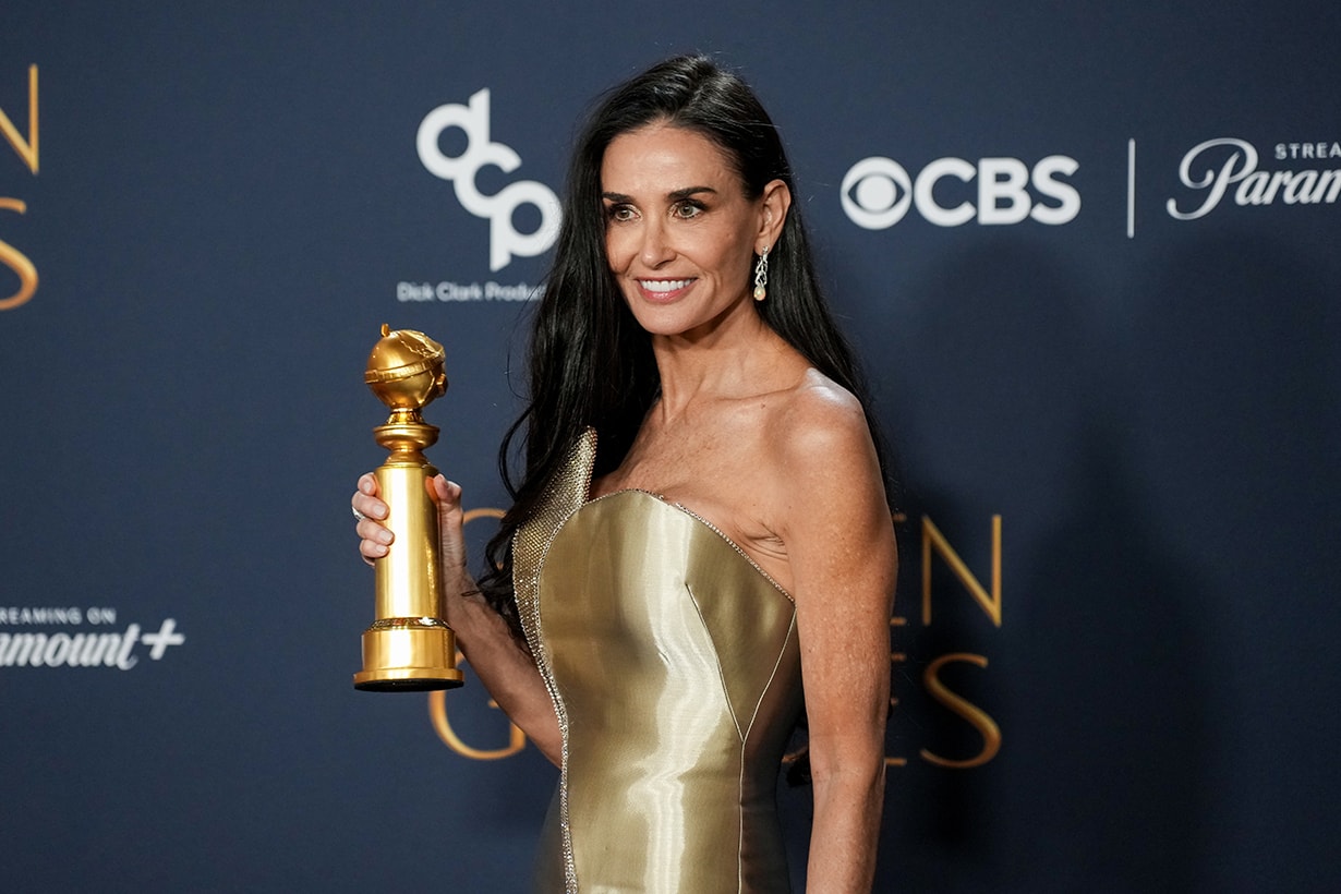 demi moore golden globes speech 2025 the substance touching