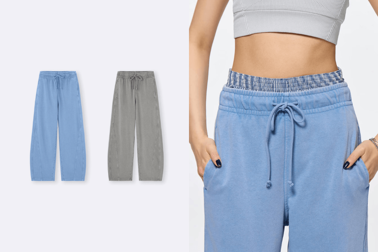GU Washed Sweat Barrel Leg Pants 356452