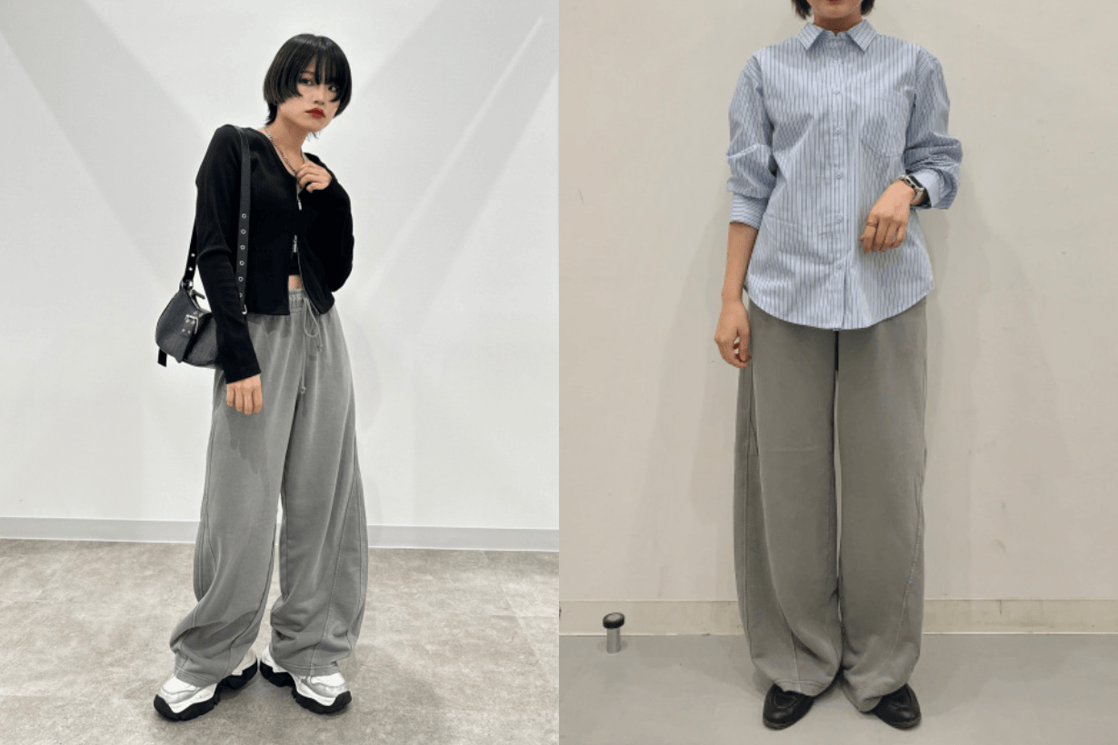 GU Washed Sweat Barrel Leg Pants 356452