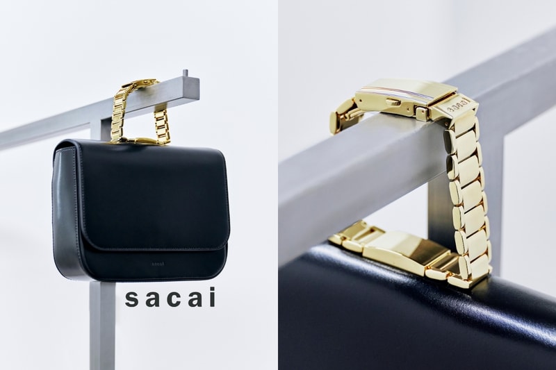 sacai 2025 春夏系列又推一款好看皮革手袋 Watch Belt，高級感十足的黑金組合！