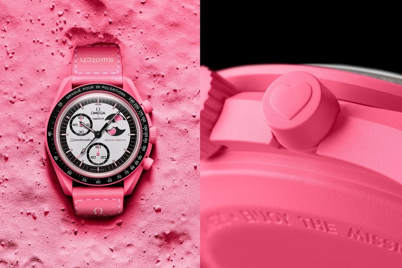 OMEGA X Swatch 推出粉紅色 MoonSwatch，愛心計時按鈕收服所有少女心！