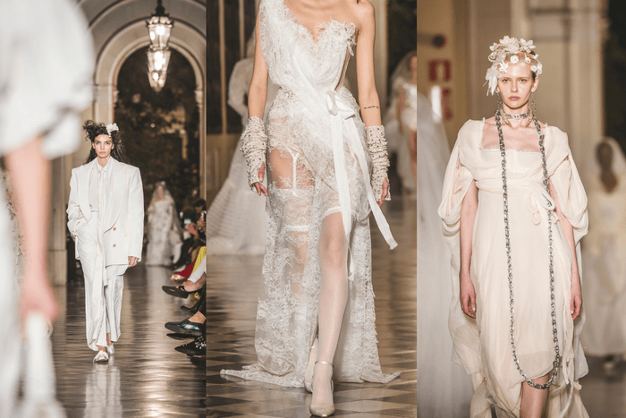 飄逸在純白中的典雅浪漫:Vivienne Westwood 首場為婚紗打造的大秀,每一套都好美!