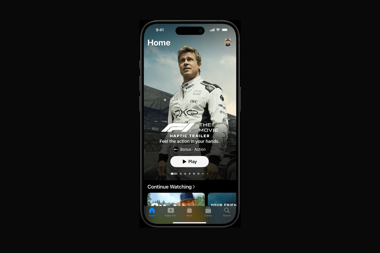 Apple iPhone Taptic Engine F1 movie trailer Brad Pit