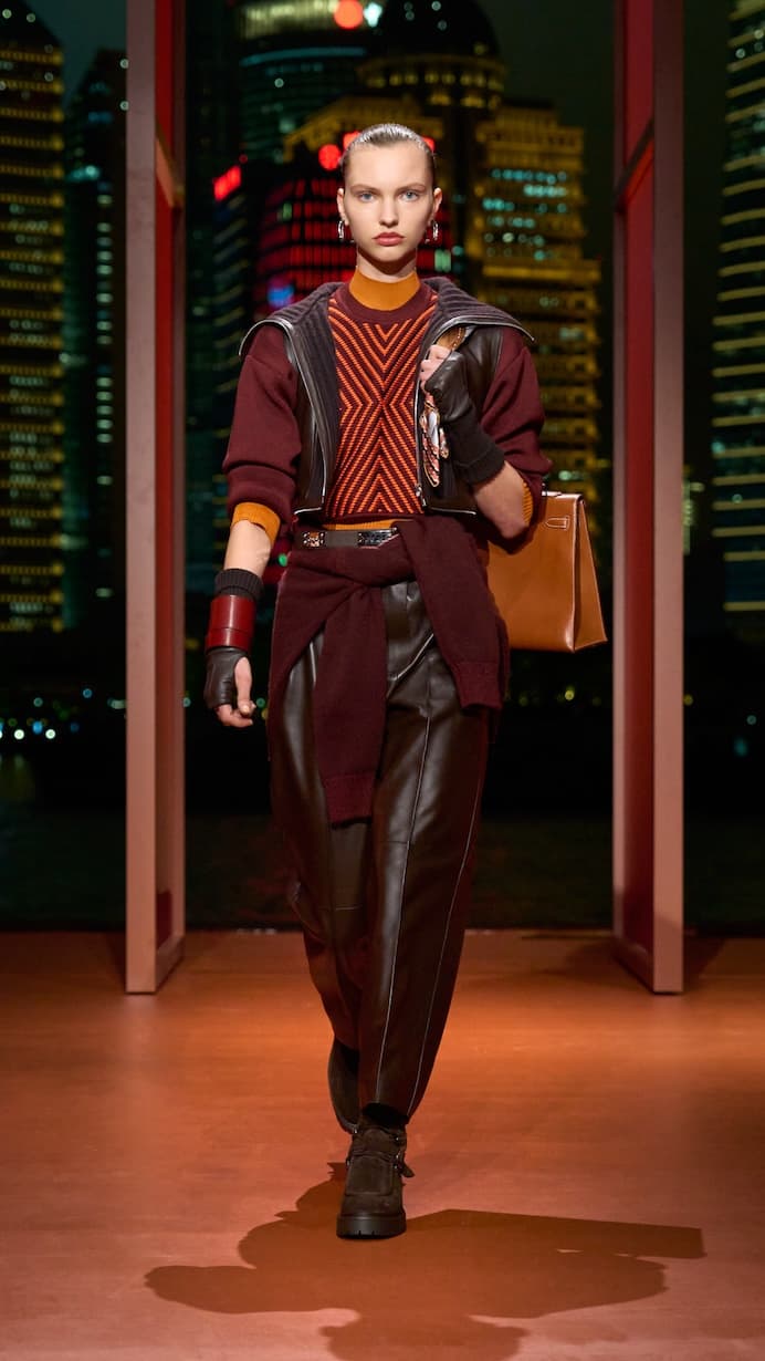 Hermès shanghai 2025 fall winter runway details