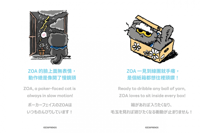 愛貓聯名周邊來了!厭世灰貓 ZOA 玩偶、小雛菊 A&NE 公仔... ZO&FRIENDS 必買搶先看