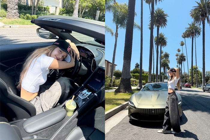 愛車迷 Lisa 曬出新寶貝：除了法拉利敞篷車之外... ，一旁的手搖飲料也引起話題！