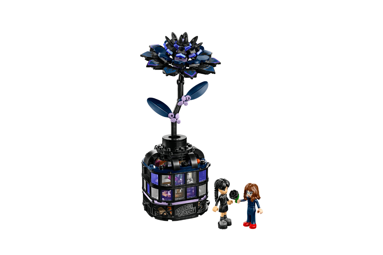LEGO Wednesday Season 2 Morticias Cottage Things Apartment Black Dahlia Flower