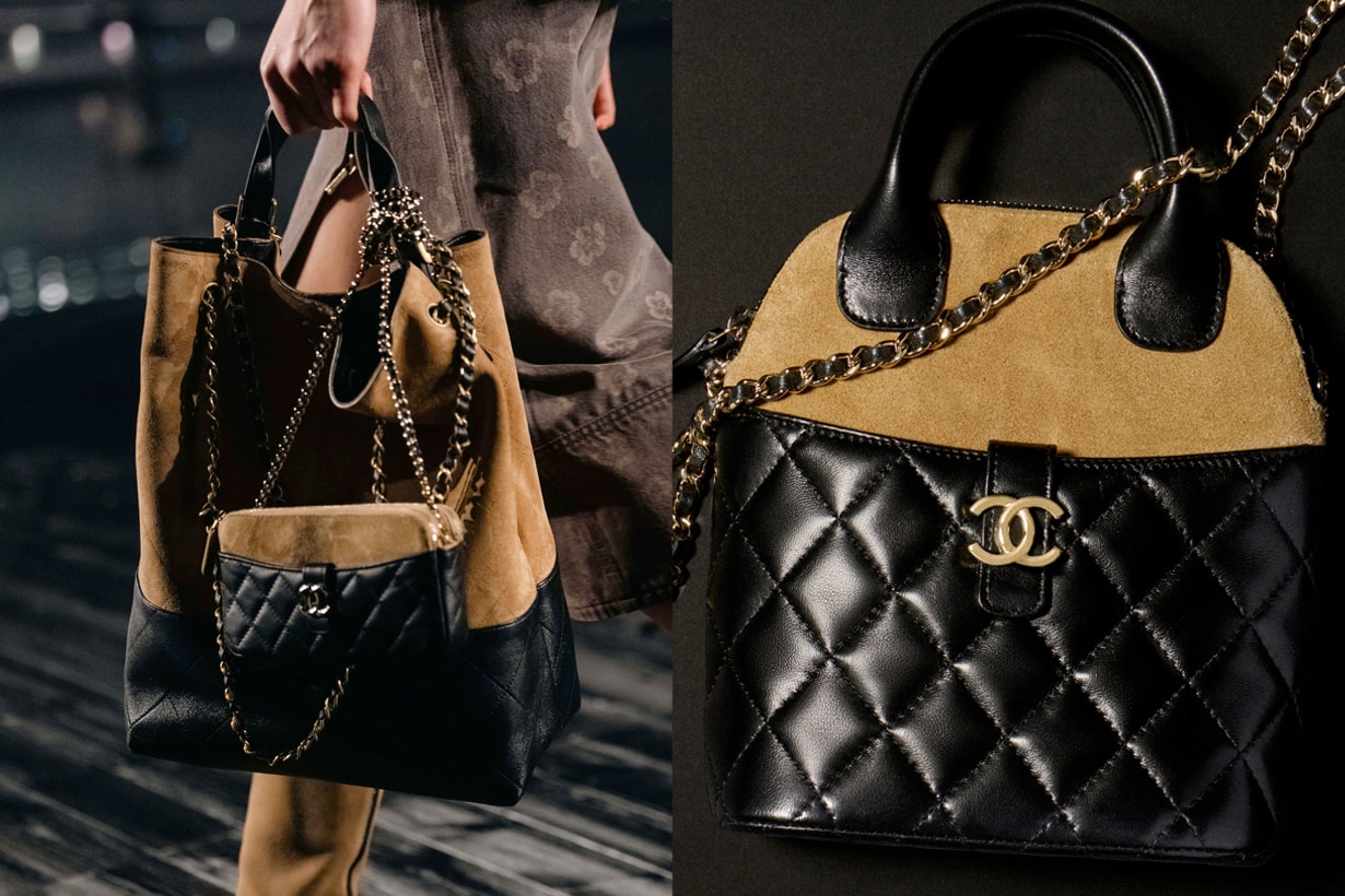 chanel 2025 Métiers d’art beige black suede handbags 