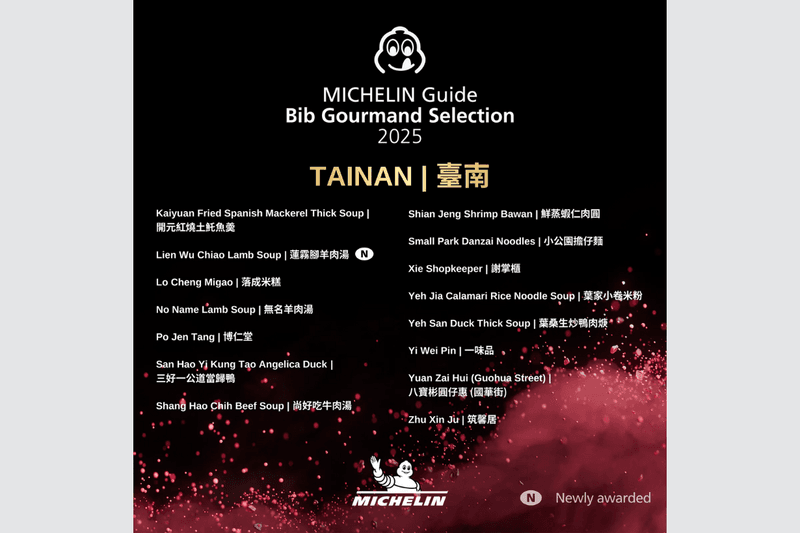 the michelin guide 2025 Taiwan bib gourmand release Hsinchu