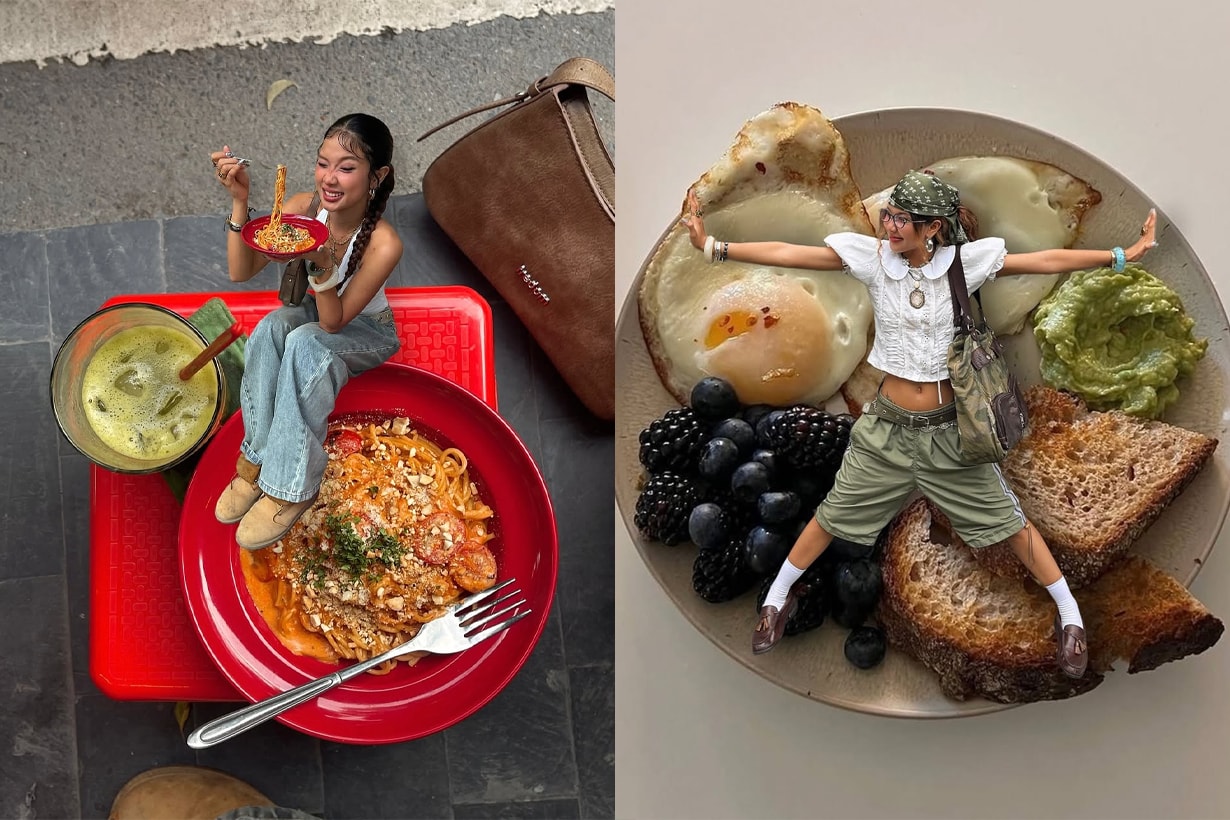 還在分享普通的造型照?趕快跟這位越南女生學拍,最有趣的「食物 + OOTD」拍照方法