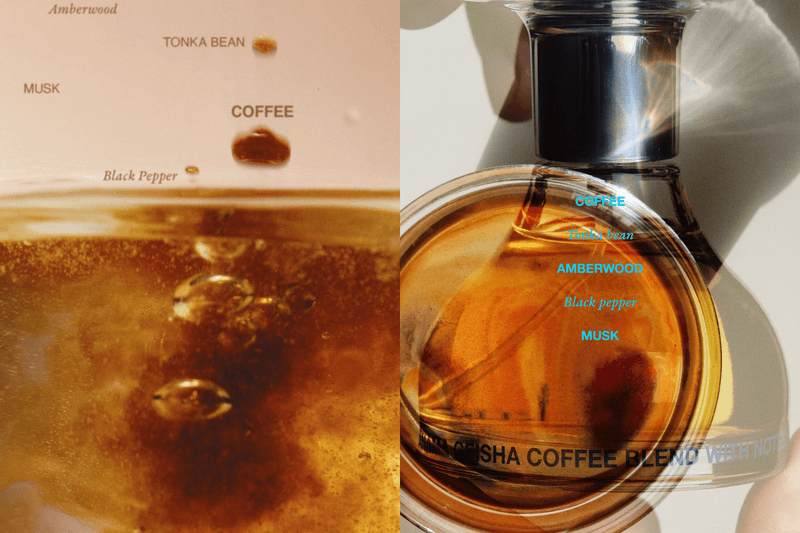 藝伎咖啡香水（ Geisha Coffee Aeu De Parfum ）則是餐後的醇厚回甘：開篇是果酸的明亮，隨後木質感緩緩浮現，最後以麝香收尾