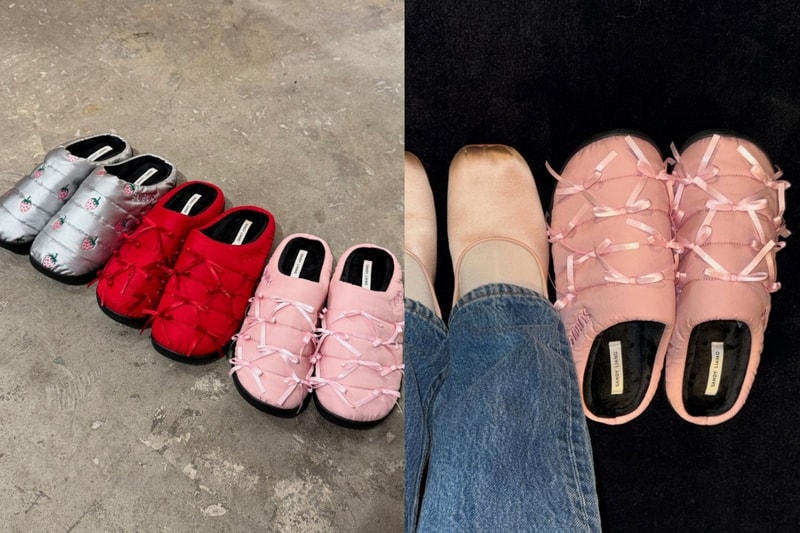 Sandy Liang 將蝴蝶結放在 SUBU 的羽絨拖鞋，變成甜美少女風！