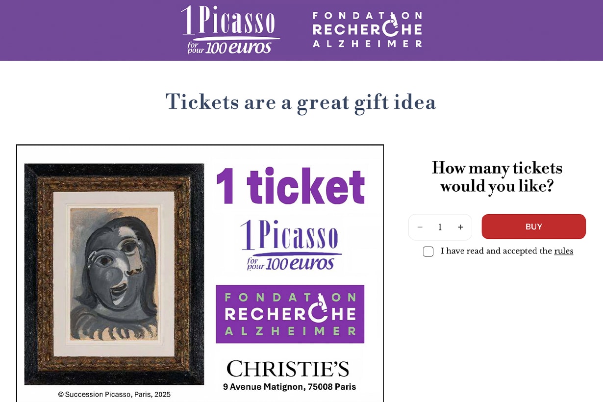 Pablo Picasso 1 Picasso for 100 Euros charity lottery event christie's