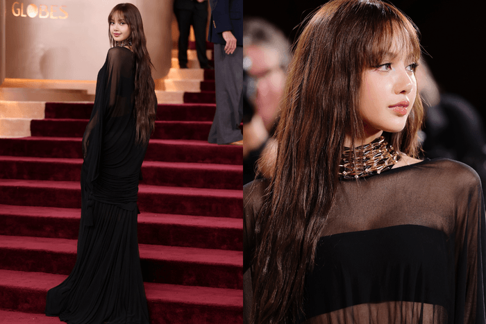 這次不是 Louis Vuitton?金球獎紅毯上,Lisa 黑色薄紗禮服不搶戲卻成為焦點!