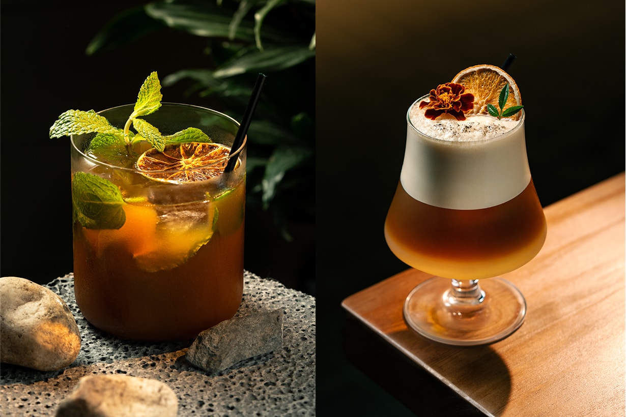 特調咖啡：柑橘（左）、百花（右）