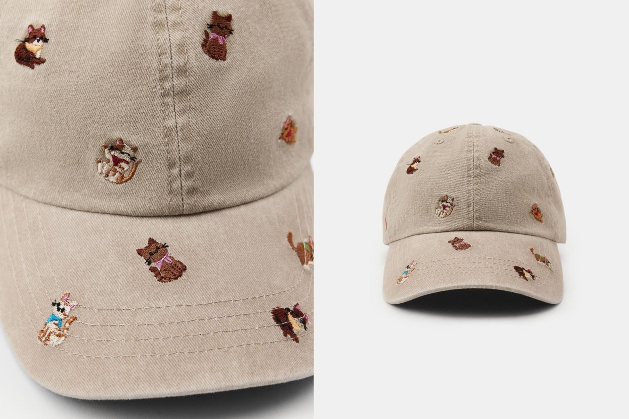 ZARA 刺繡棒球帽推薦：貓咪、狗狗及草泥馬圖案，百搭又親民的夏日配件