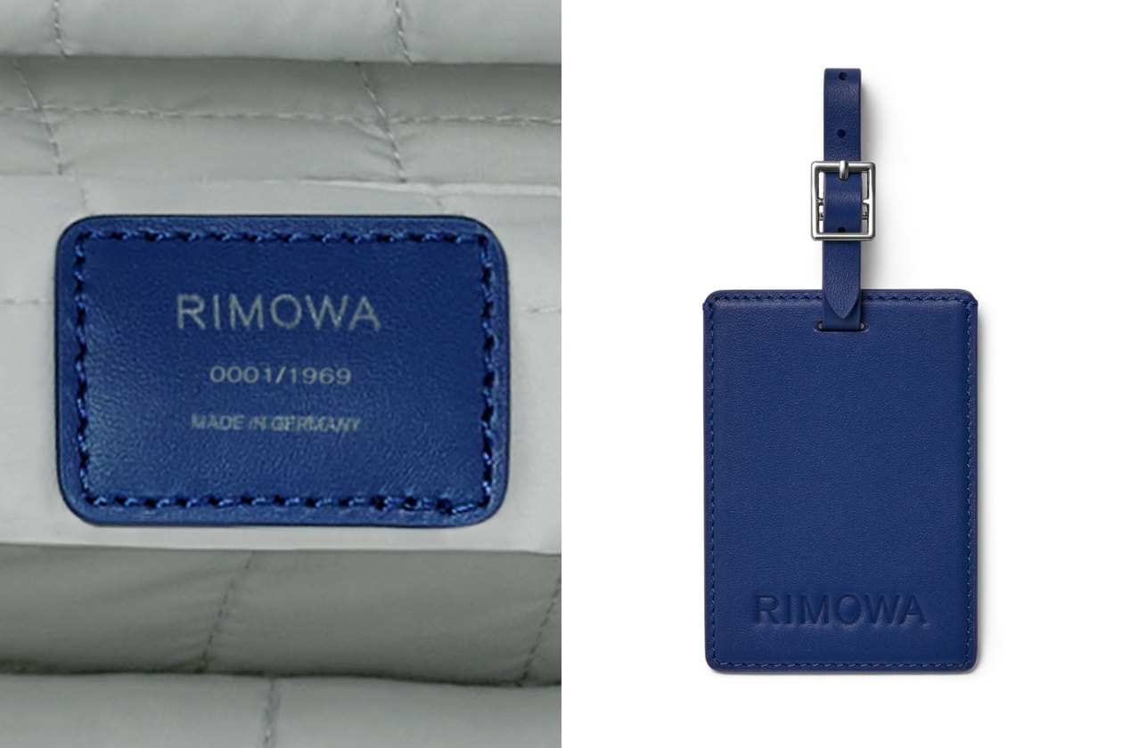 RIMOWA 2026 Classic Grid Limited Edition Silver Aluminum Cabin Suitcase Blue Leather Handles