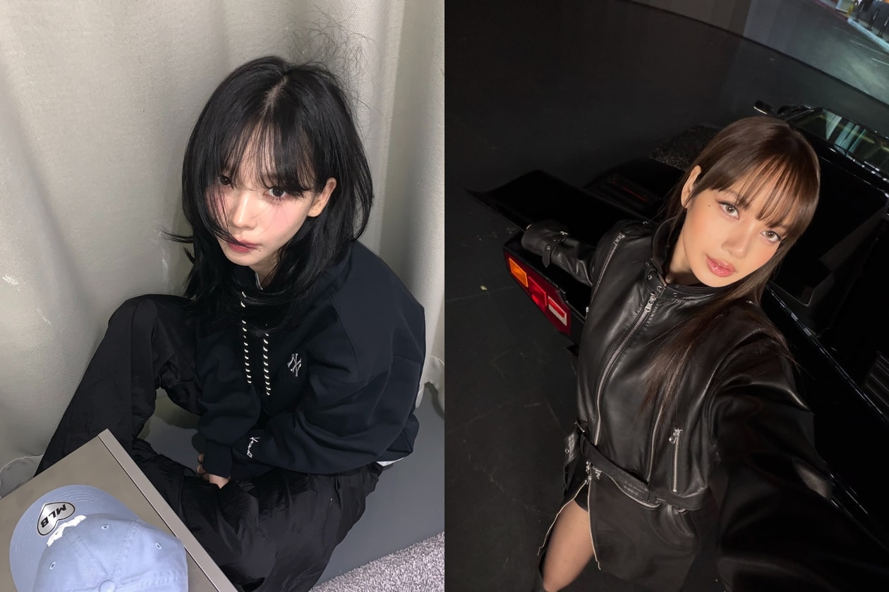 Korean celebrities Wonyoung, Karina, and Lisa showcasing 2026 Spring Summer bang hairstyles.