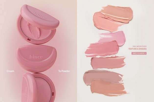 hince 沁藍冰晶腮紅 Half Moon Cheek：Cream-to-Powder 質地、7 款色號、鑰匙圈設計全攻略