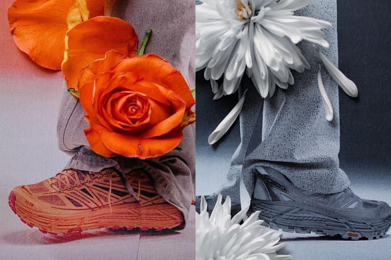 HOKA x XLIM Mafate Speed 2 sneaker collaboration Black Charcoal Peach Dust