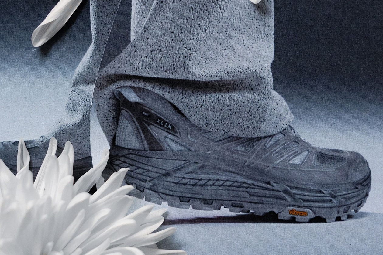 HOKA x XLIM Mafate Speed 2 sneaker collaboration Black Charcoal Peach Dust