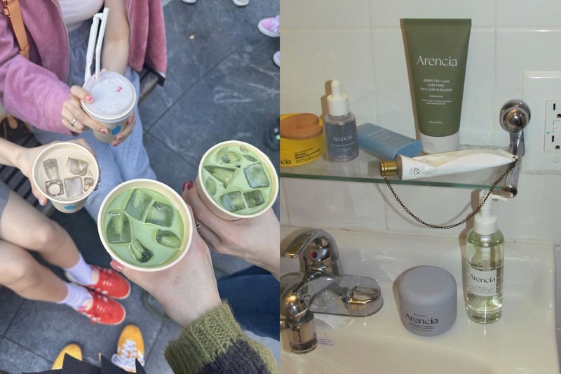 European beauty influencer showing Matcha Skin semi-matte flawless complexion in 2026