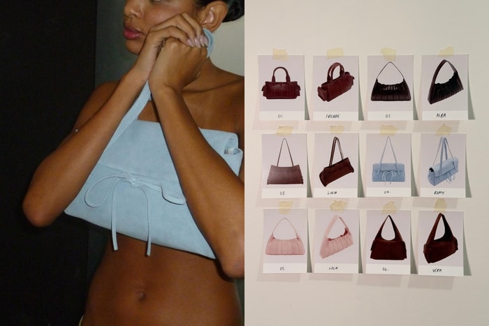 With Jéan 首個手袋系列: 這款粉藍蝴蝶結麂皮包估計會火