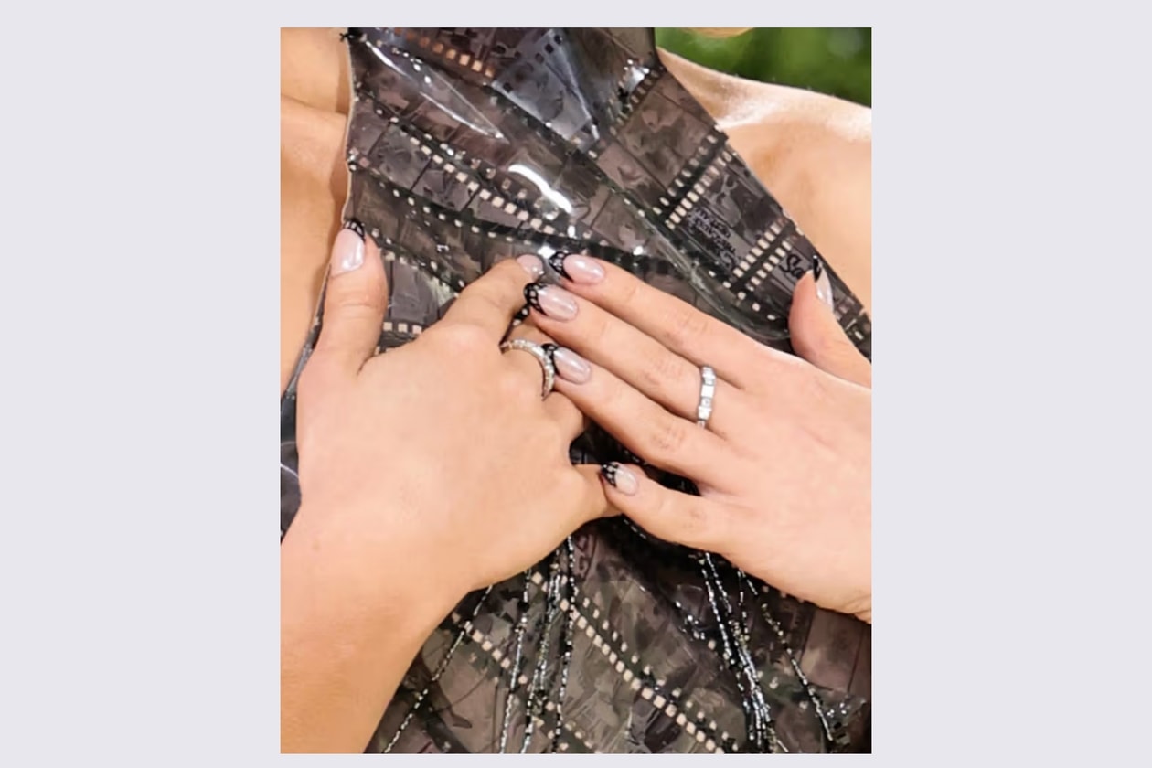 Collage of Sabrina Carpenter, Doechii, Lisa and other celebrities showing their nail looks at the 2026 Met Gala red carpet.