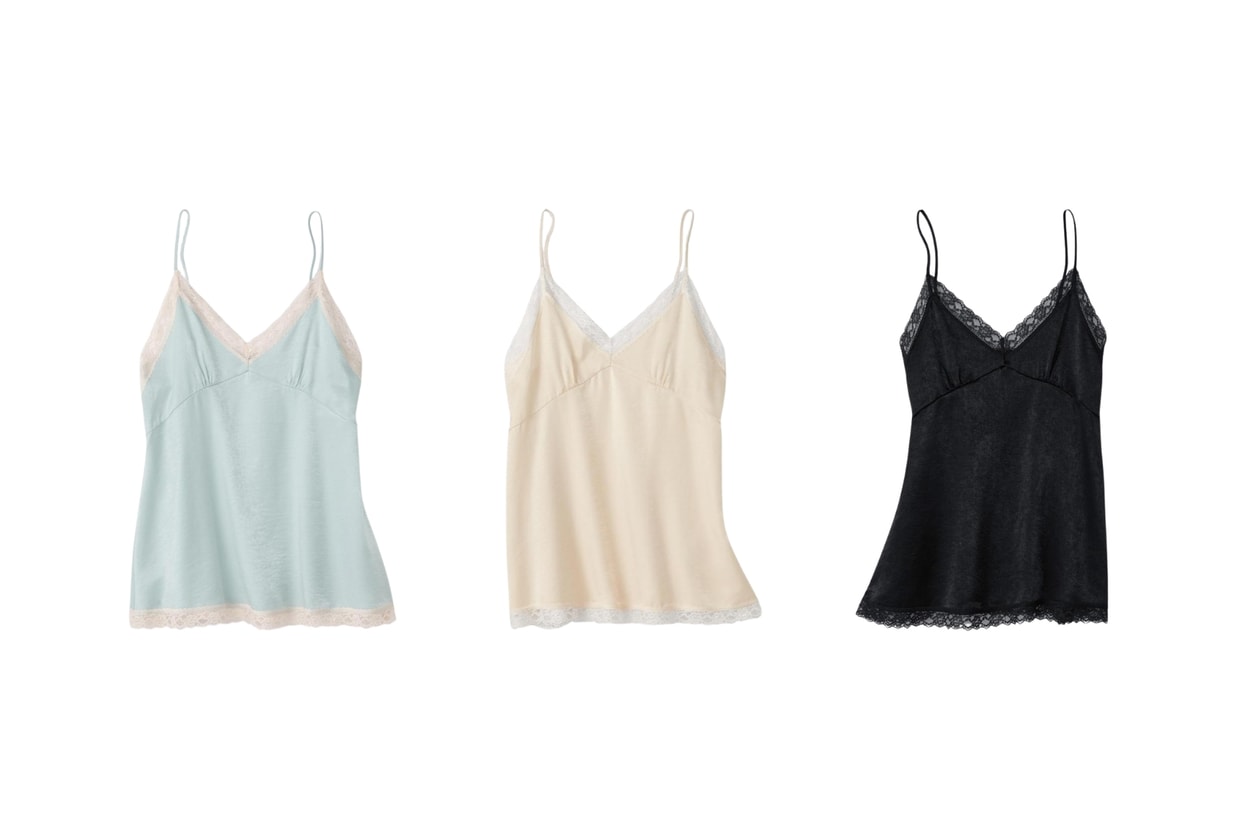 GU 蕾絲睡衣外穿推薦：Satin Camisole 緞面背心與短褲混搭出高級法式感