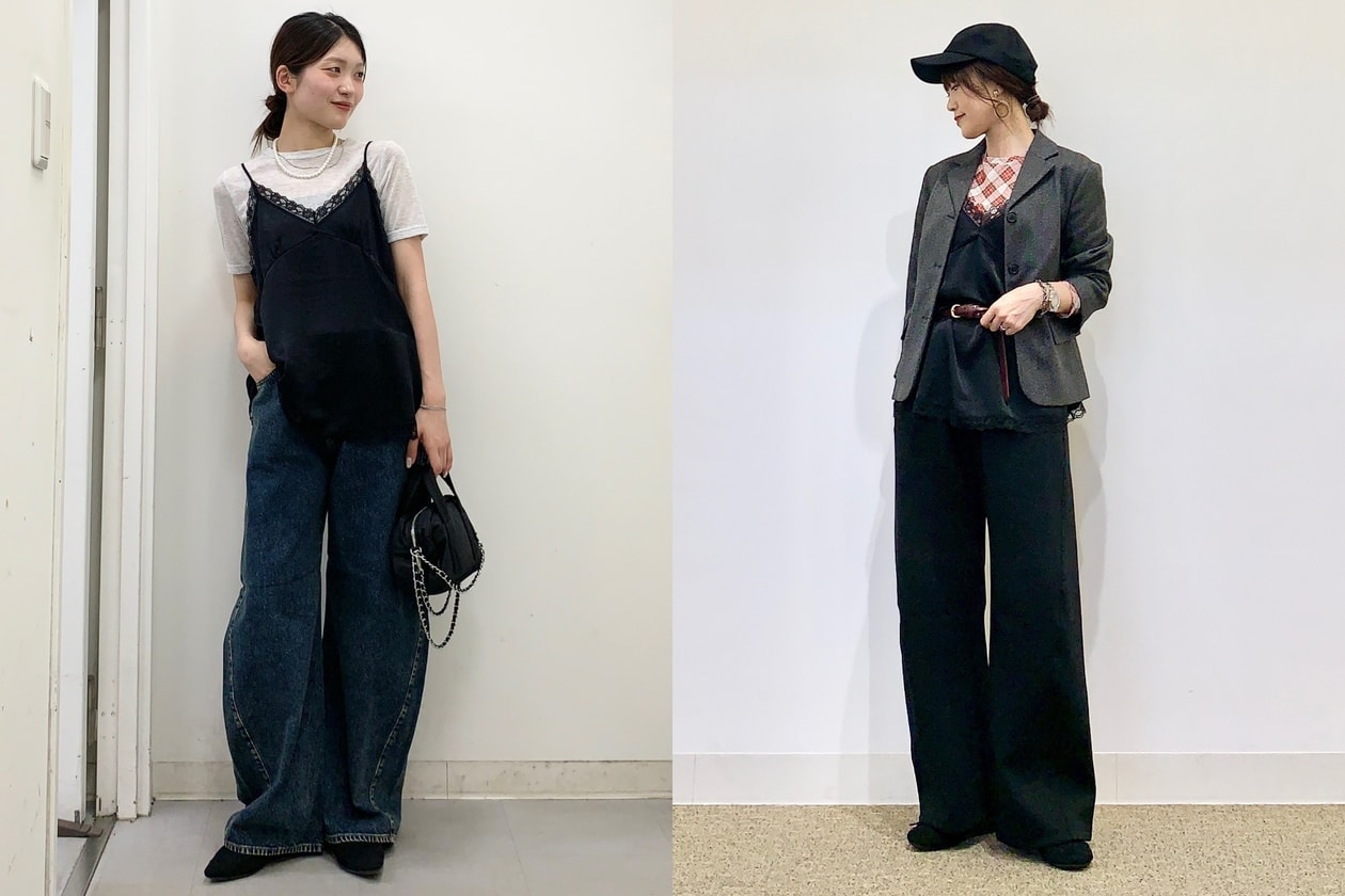 GU 蕾絲睡衣外穿推薦：Satin Camisole 緞面背心與短褲混搭出高級法式感