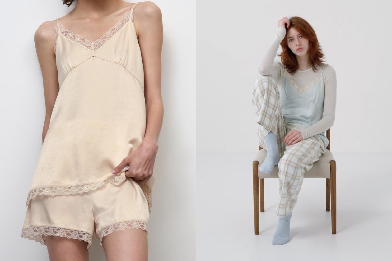 GU 蕾絲睡衣外穿推薦：Satin Camisole 緞面背心與短褲混搭出高級法式感