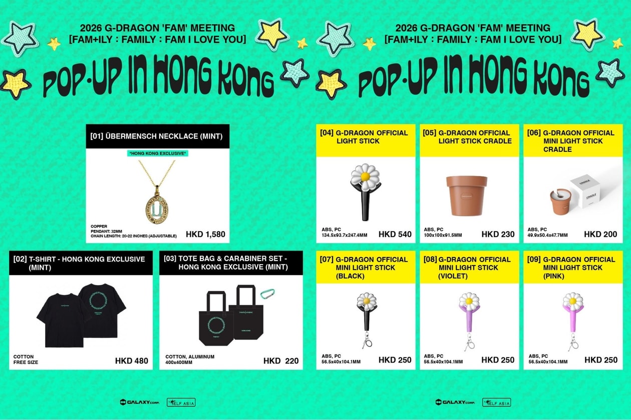G-DRAGON Hong Kong pop-up store 2026: arriving this August at Twin Towers in Kai Tak with limited mint-colored merch and unreleased photo cards