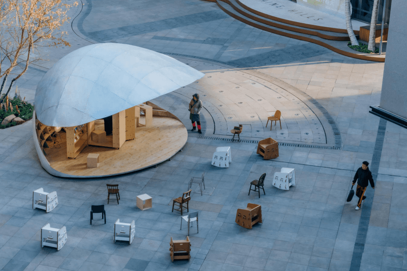 北京這座書亭竟然會「呼吸」！LUO studio 打造可開合的 Shell Book Pavilion